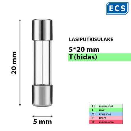 5*20 mm 125mA 250V T Lasiputkisulake - Lasiputkisulakkeet 5x20mm - 3021326-5420012 - 1